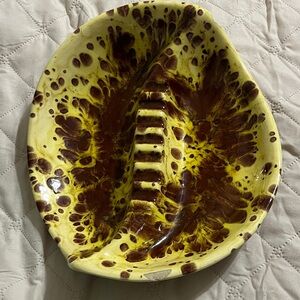 Vibrant Ceramic MCM ashtray in Yellow and Brown Drip glaze